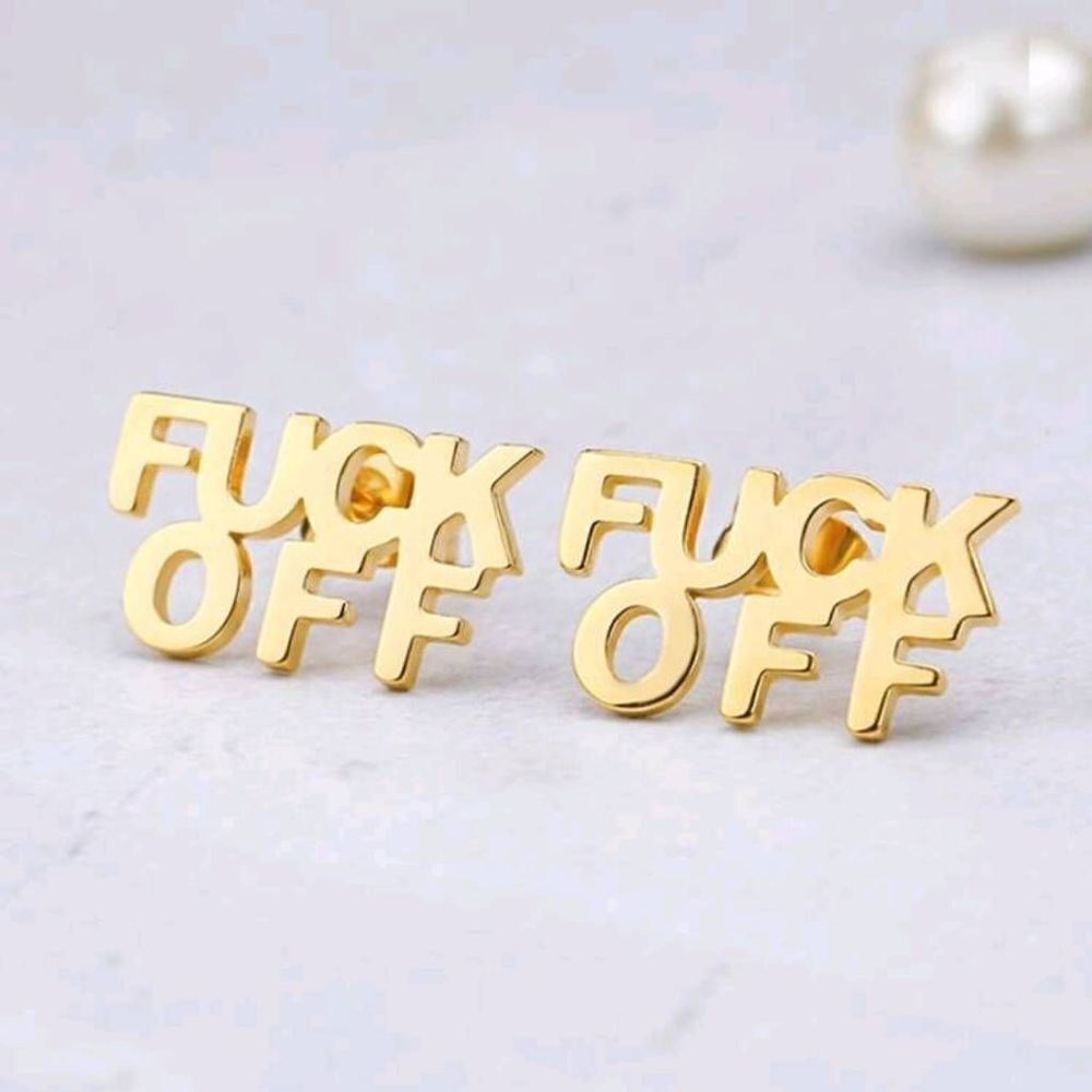 Punk Style Fashion Vintage Stainless Steel Letter Stud Earrings For Women Funny